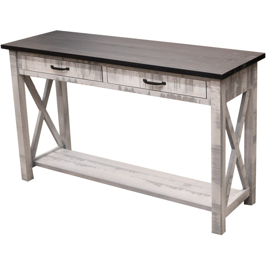 Cambria White & Wood Open Sofa Table | M-AV&DK
