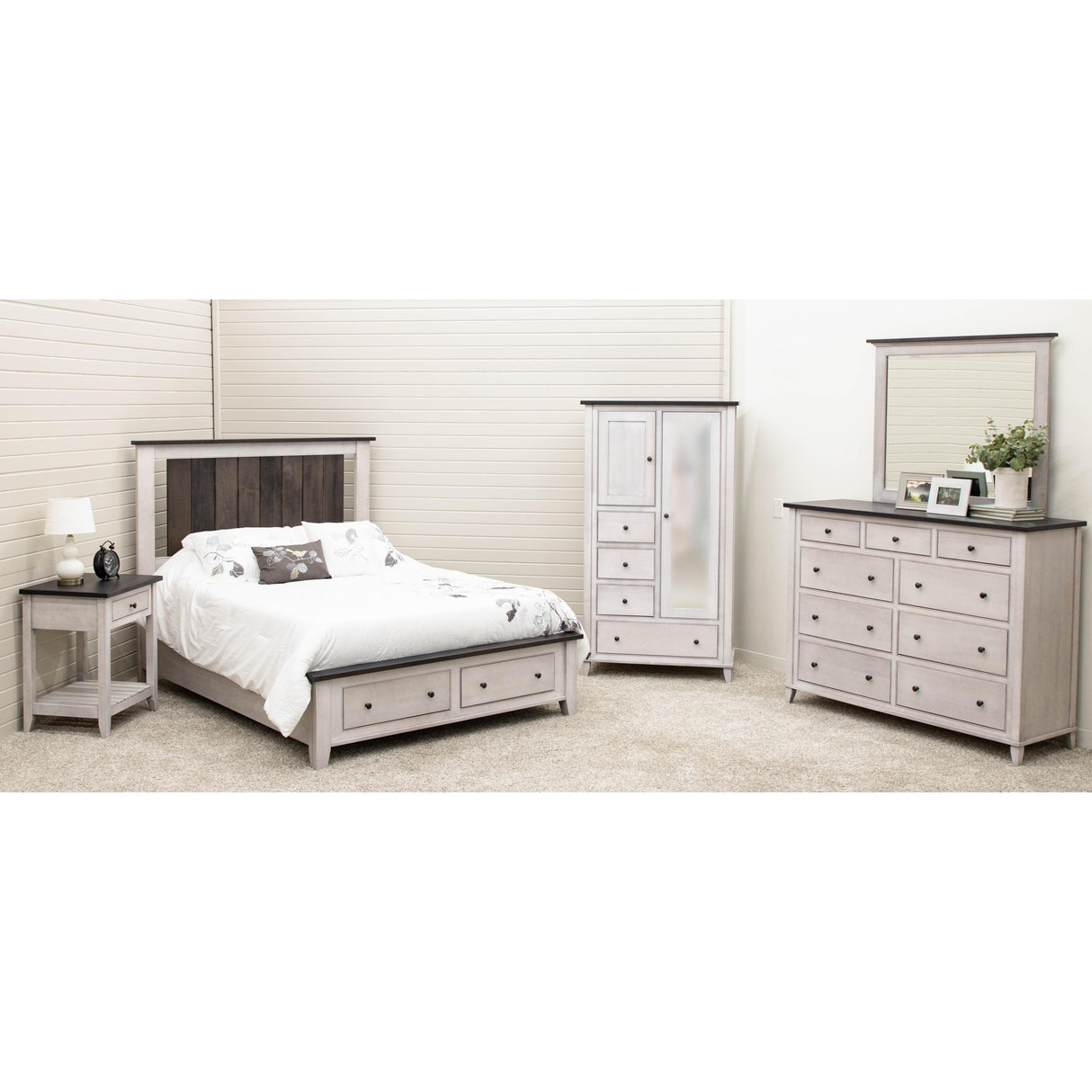 Denali White & Wood 1-Drawer Open Nightstand with Slatted Shelf | M-AV&DK
