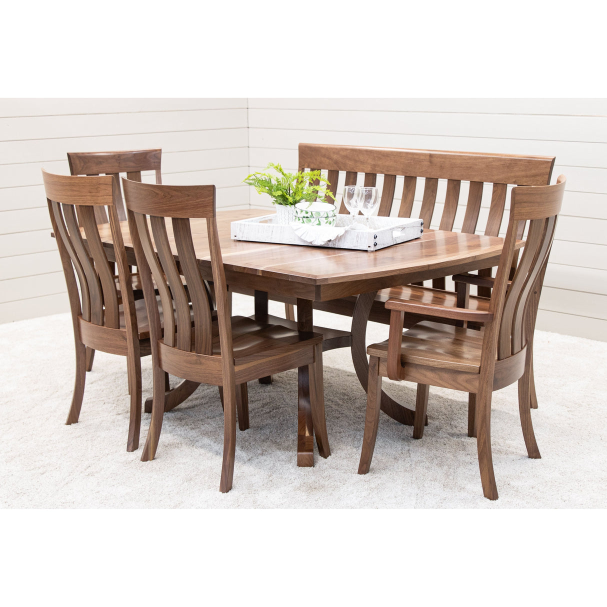 Carlisle Double Pedestal Walnut Wood Extending Dining Table | NAT