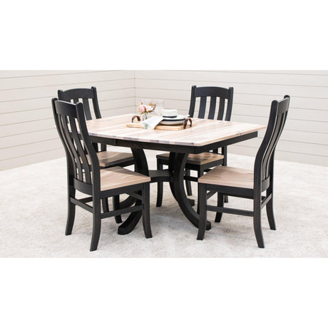 Carlisle Single Pedestal Black & Wood Extending Dining Table | M-DK&RH-SW