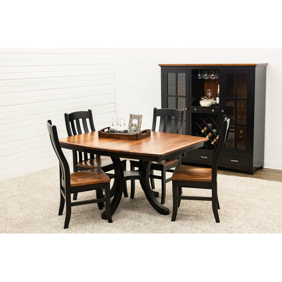 Carlisle Single Pedestal Black & Wood Extending Dining Table | M-EB&E-MC