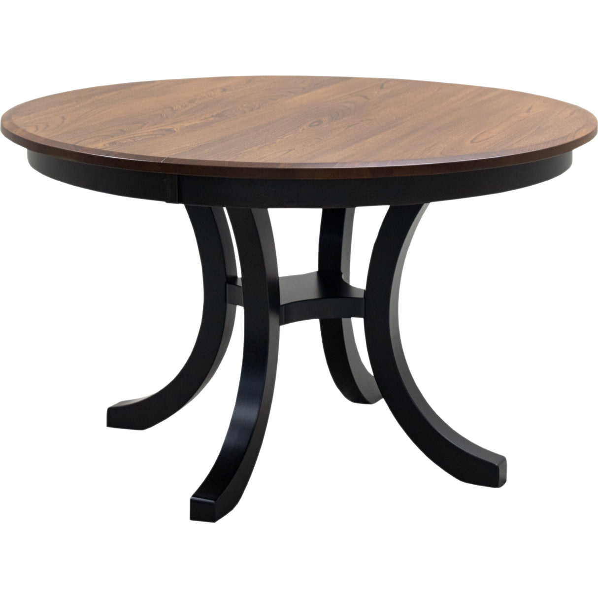 Carlisle Round Single Pedestal Black & Wood Extending Dining Table | M-EB&E-MC