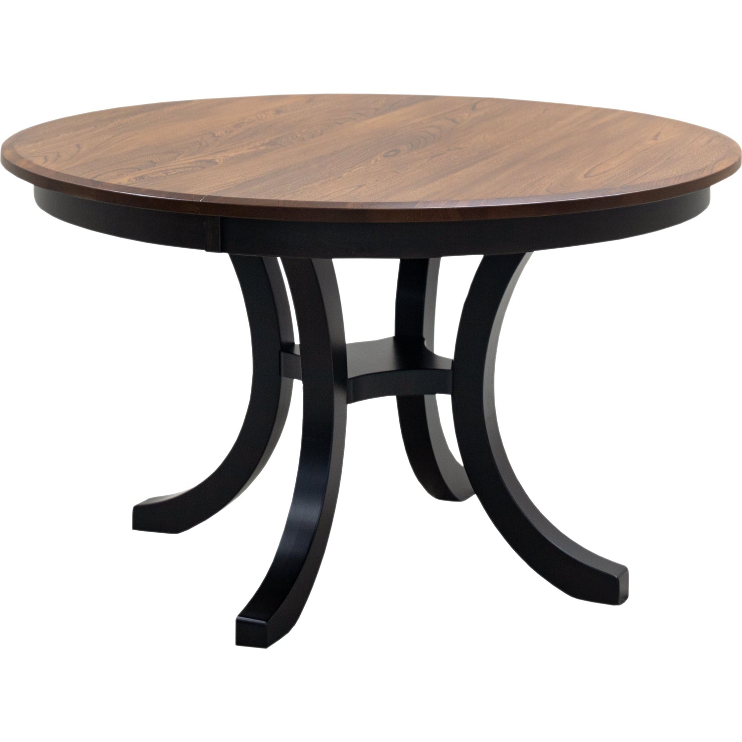 Carlisle Round Single Pedestal Black & Wood Extending Dining Table | M-EB&E-MC