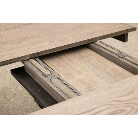 Carlisle Single Pedestal Black & Wood Extending Dining Table | M-DK&RWO-GRB