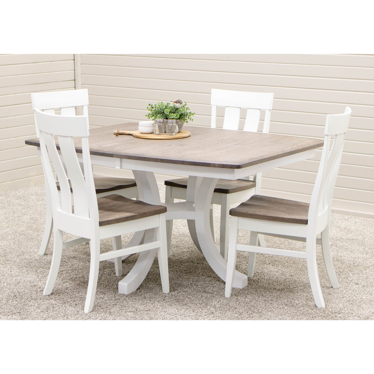 Carlisle Single Pedestal White & Wood Extending Dining Table | M-DW&RWO-GRB