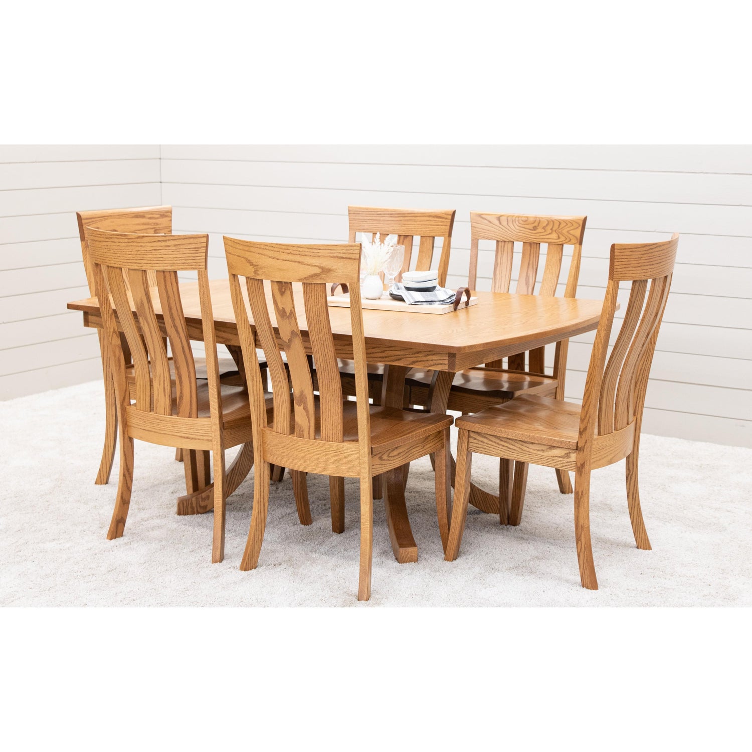 Carlisle Double Pedestal Oak Wood Extending Dining Table | FW