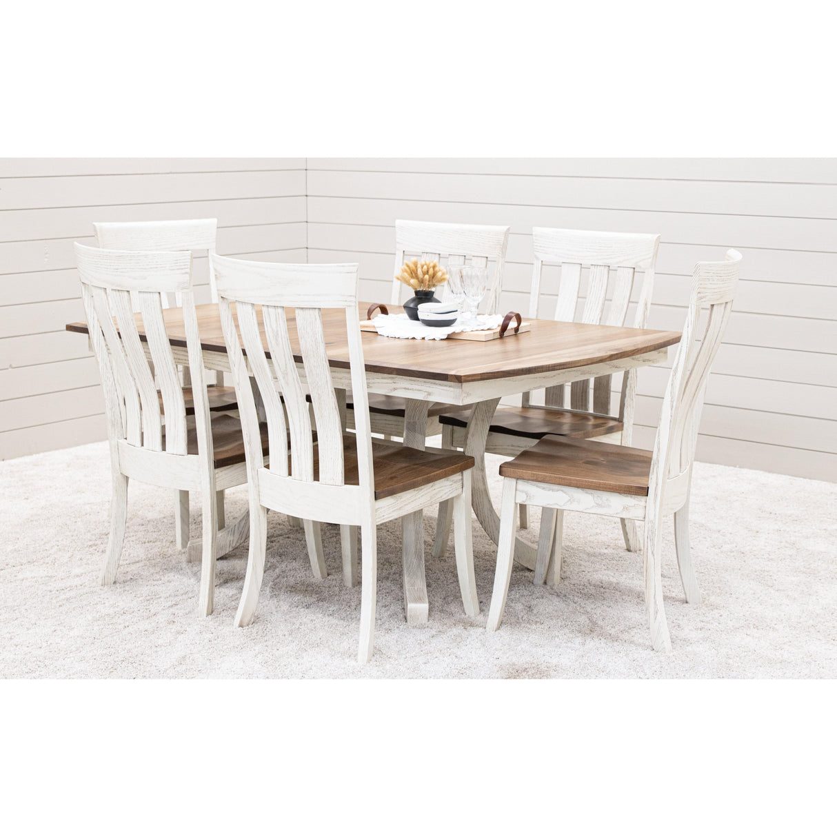 Carlisle Double Pedestal White & Wood Extending Dining Table | O-CS&RH-CO