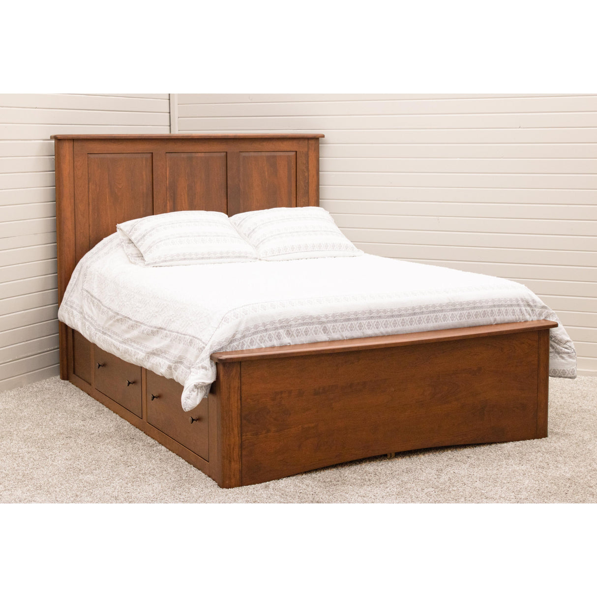 Carrington King Cherry Wood Panel Storage Platform Bed | MC