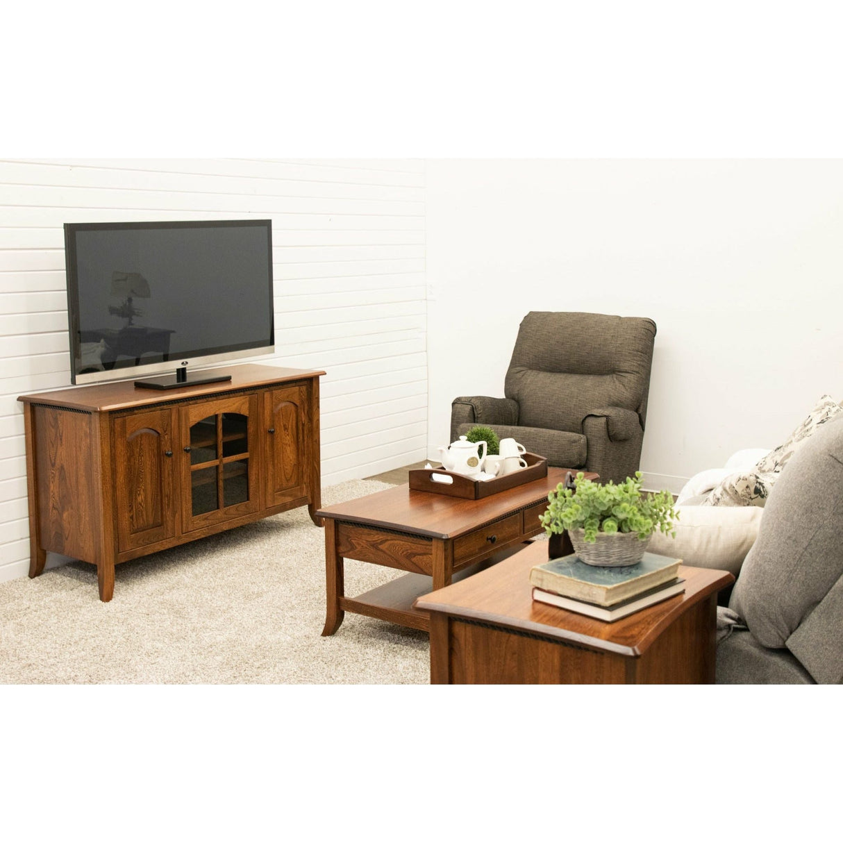 Plymouth Elm Wood Open Square Chairside End Table | MC