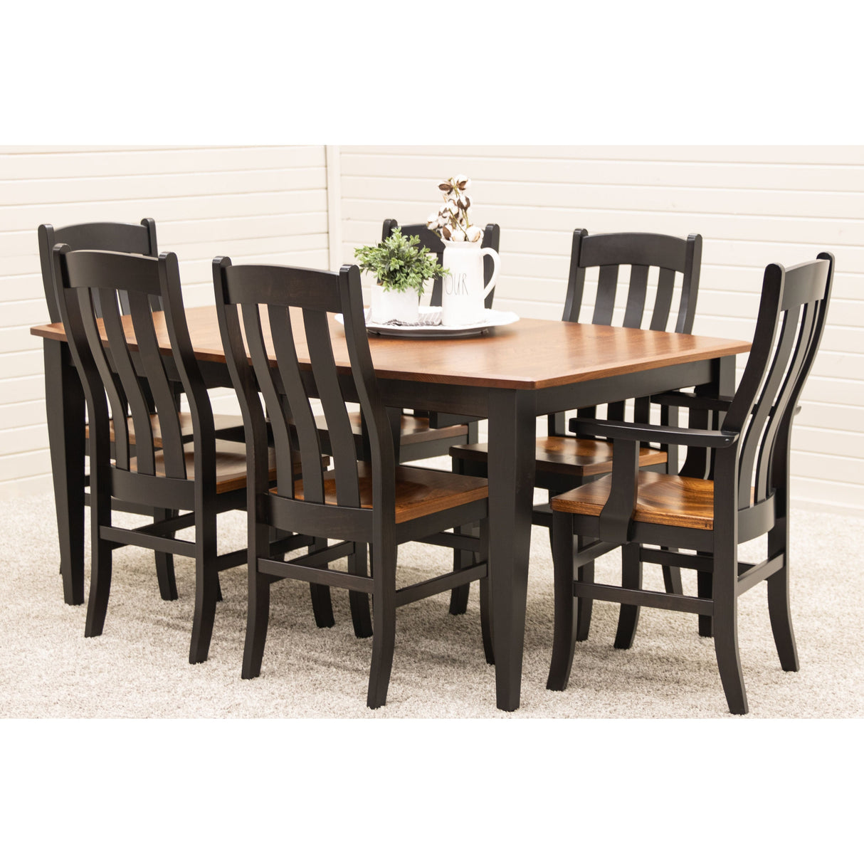 Classic Shaker Black & Wood Extending Dining Table | M-EB&E-MC