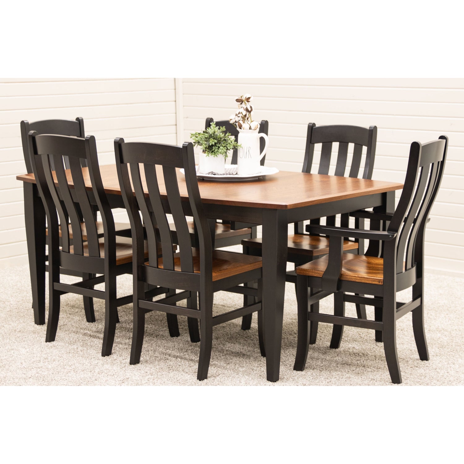 Classic Shaker Black & Wood Extending Dining Table | M-EB&E-MC