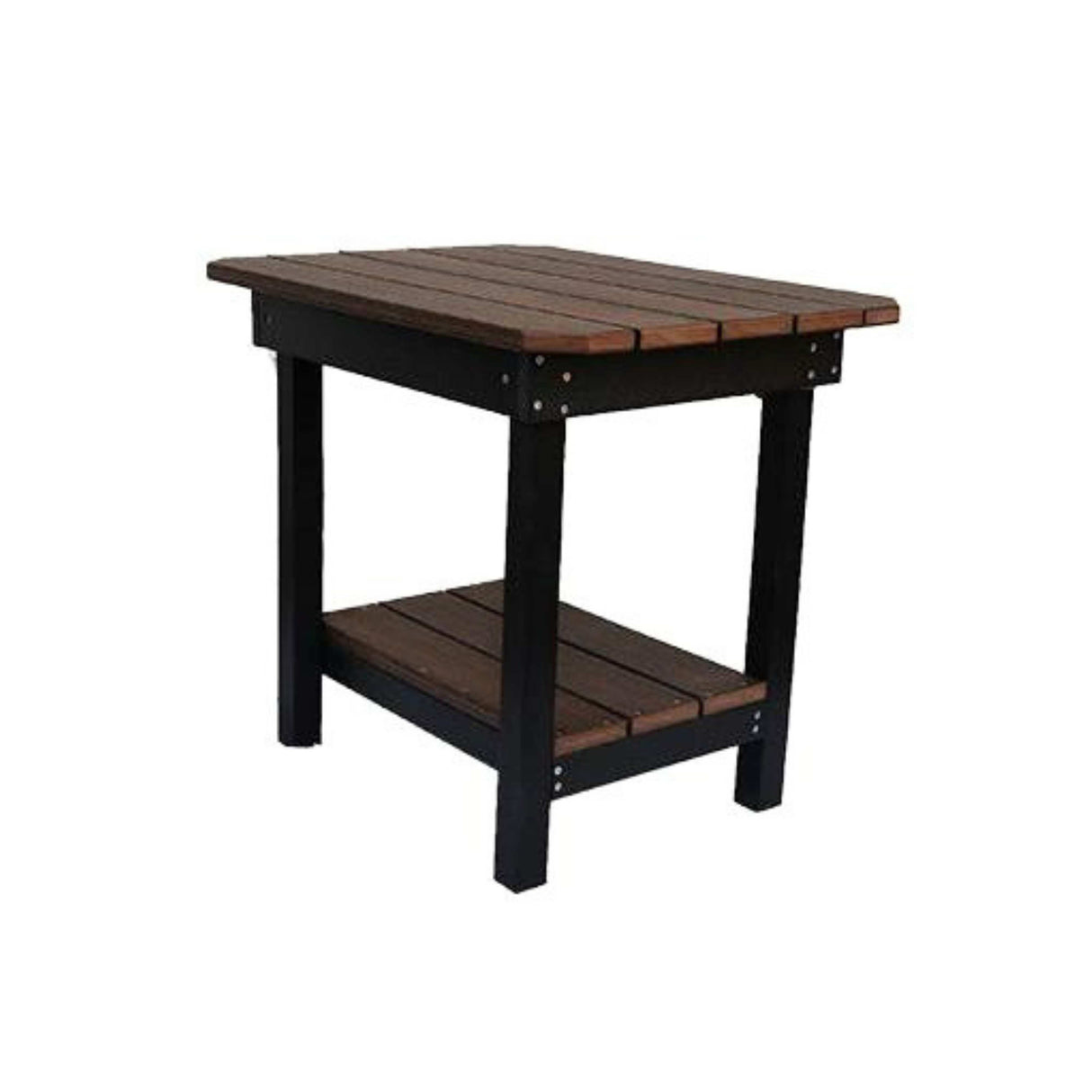 Clipped Corner Outdoor Poly Amish End Table | Brazilian Walnut & Black