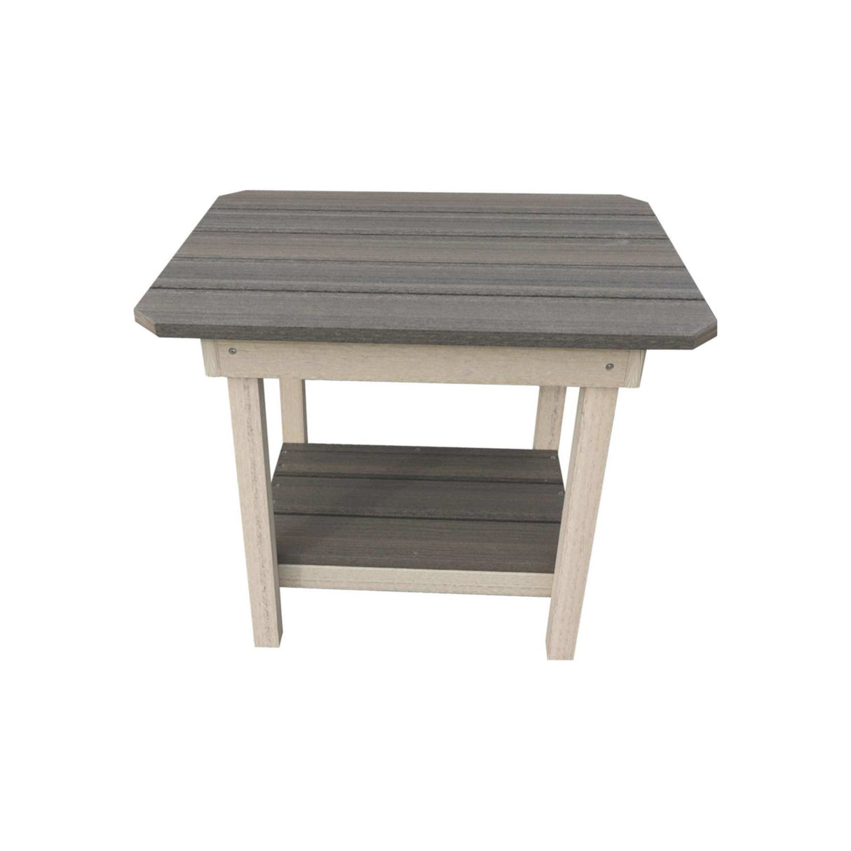Clipped Corner Outdoor Poly Amish End Table | Coastal Gray & Seashell