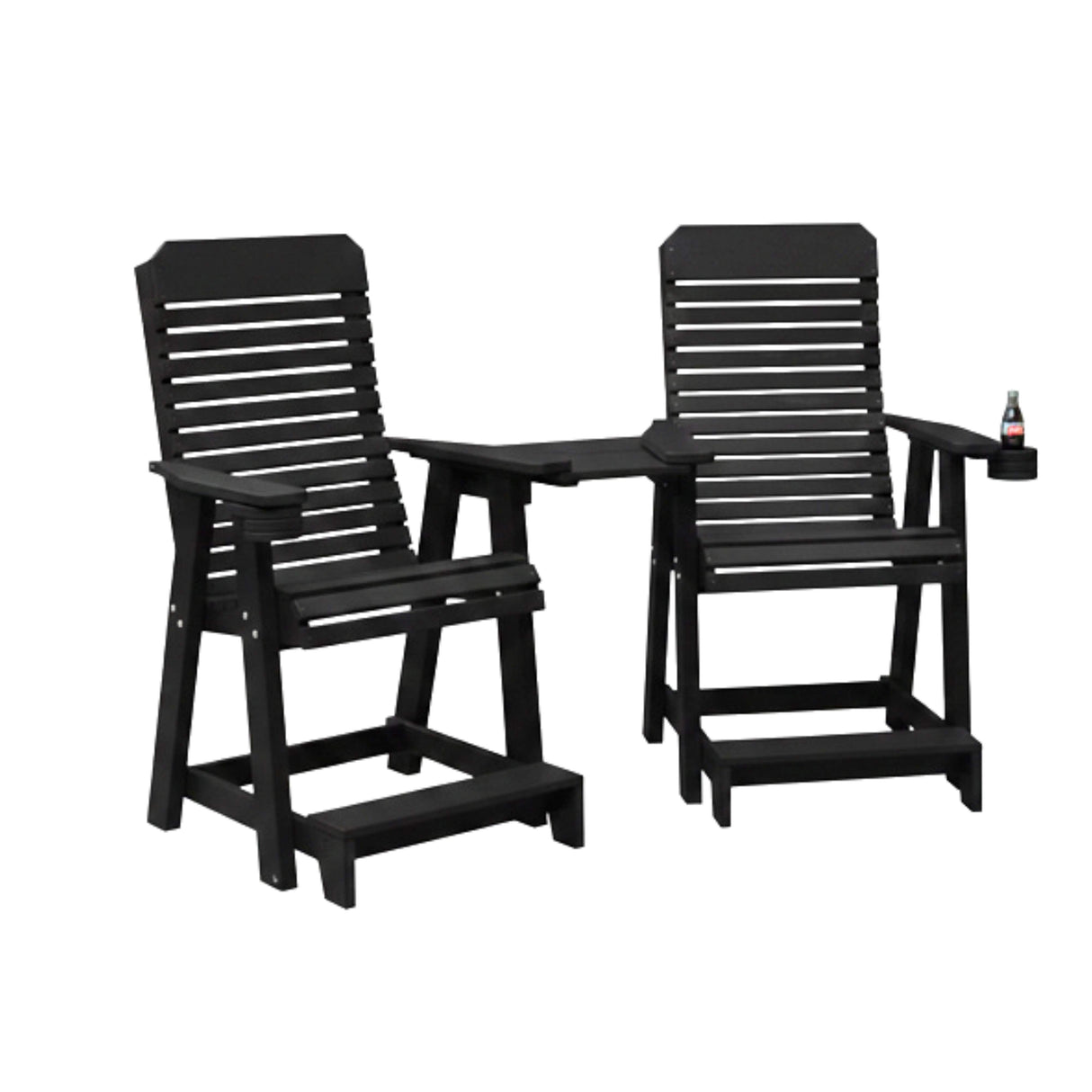 Comfort Back Balcony Outdoor Poly Amish Chair Set - Black