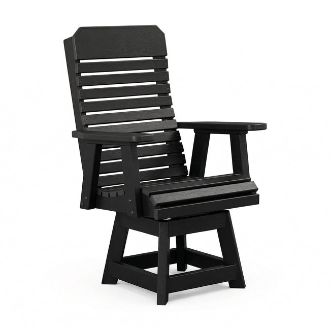Comfort Back Poly Amish Outdoor Swivel Dining Chair - Black