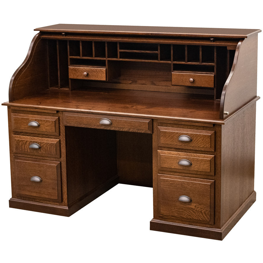 Conventional Quarter Sawn White Oak Wood Rolltop Desk | ASB