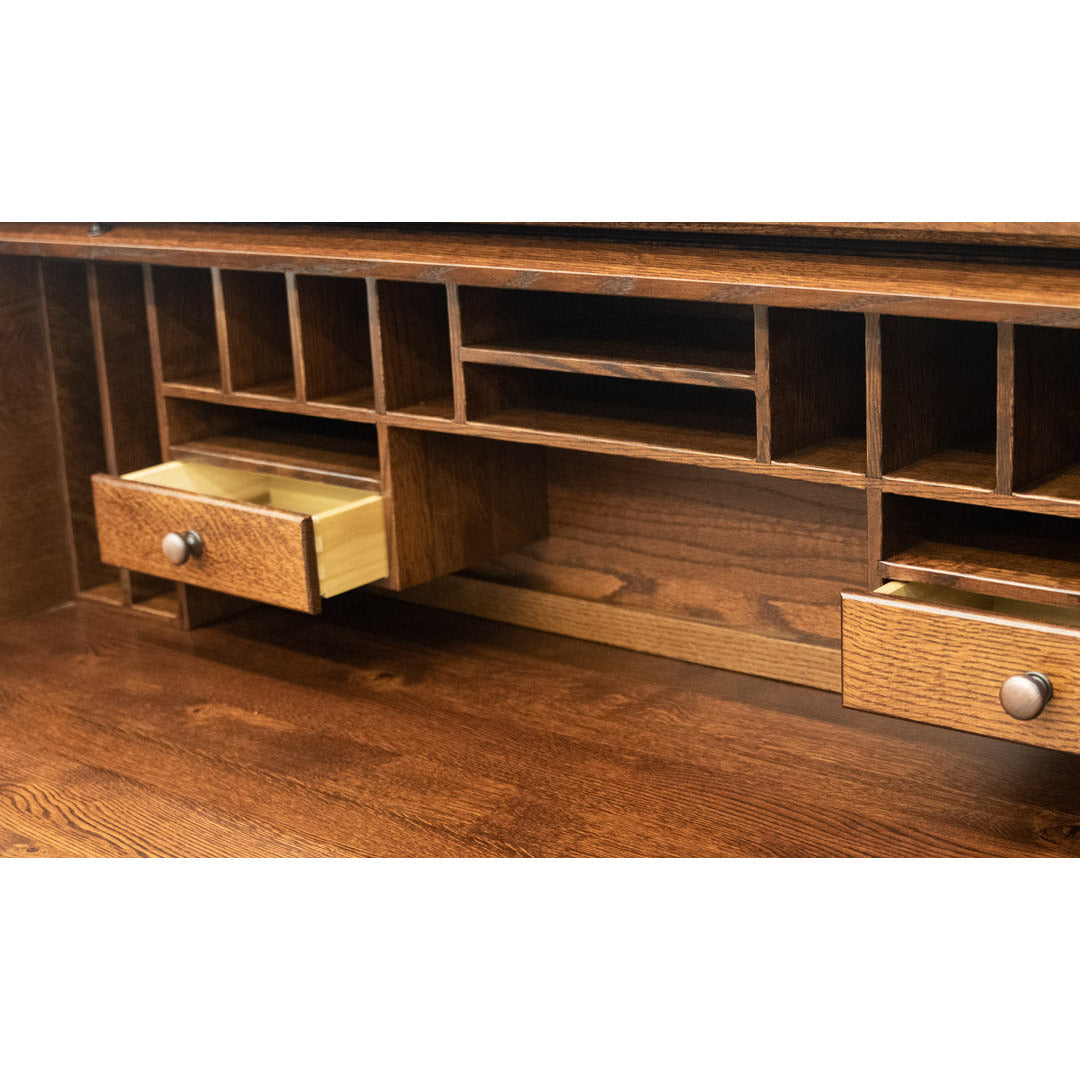 Conventional Quarter Sawn White Oak Wood Rolltop Desk | ASB