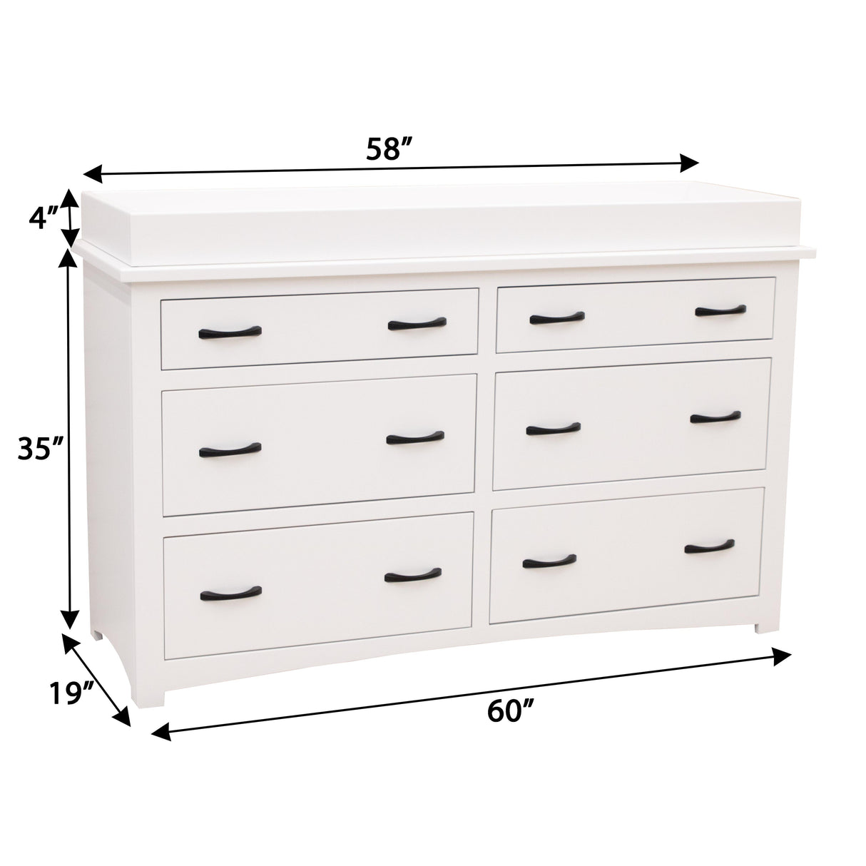 Weston White 6-Drawer Nursery Dresser with Changing Topper | M-DW