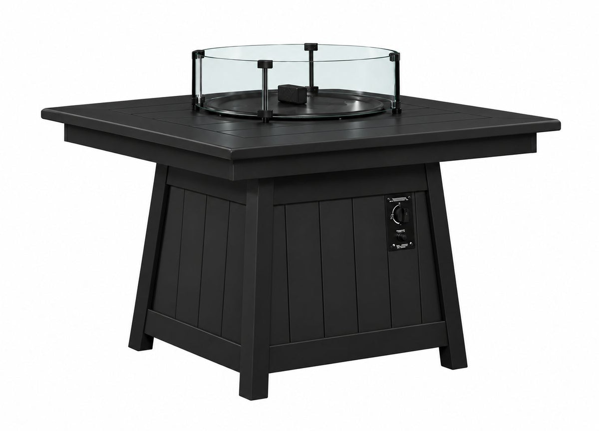 Crystal Square Fire Pit Dining Table - Black