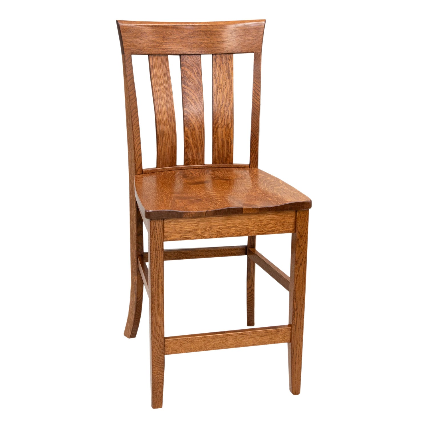 Curlew 24" Quarter Sawn White Oak Wood Stationary Bar Stool | MC