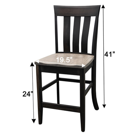 Curlew 24" Black & Wood Stationary Bar Stool | M-EB&C-MC