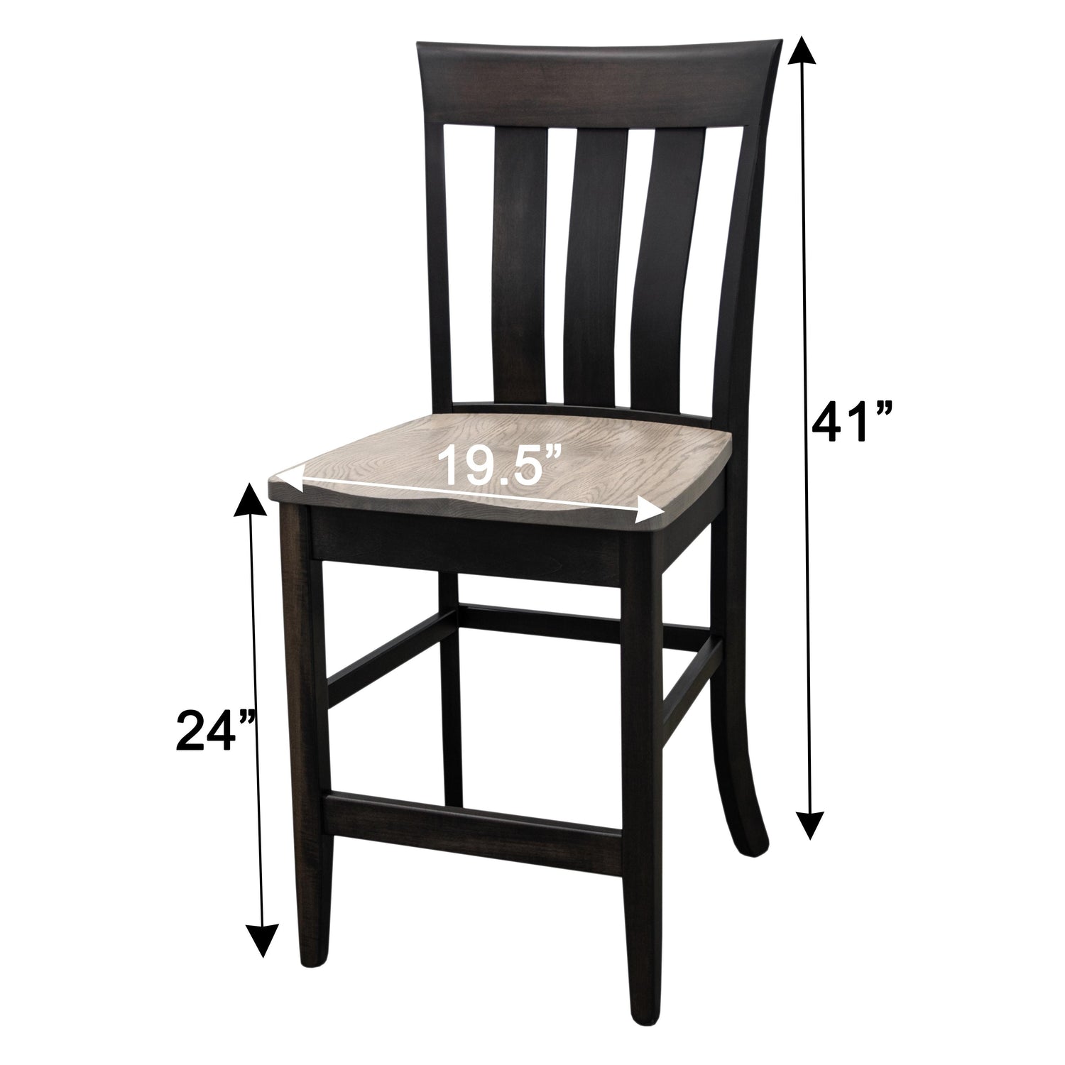 Curlew 24" Black & Wood Stationary Bar Stool | M-DK&RWO-GRB