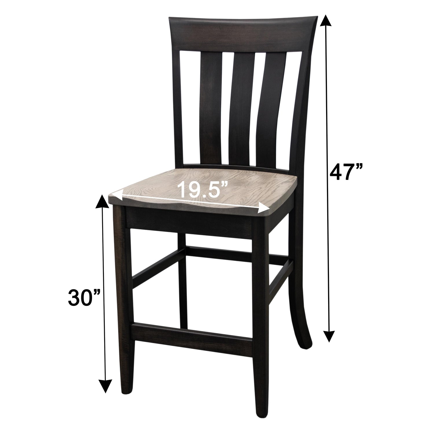 Curlew 24" Black & Wood Stationary Bar Stool | M-DK&RWO-GRB