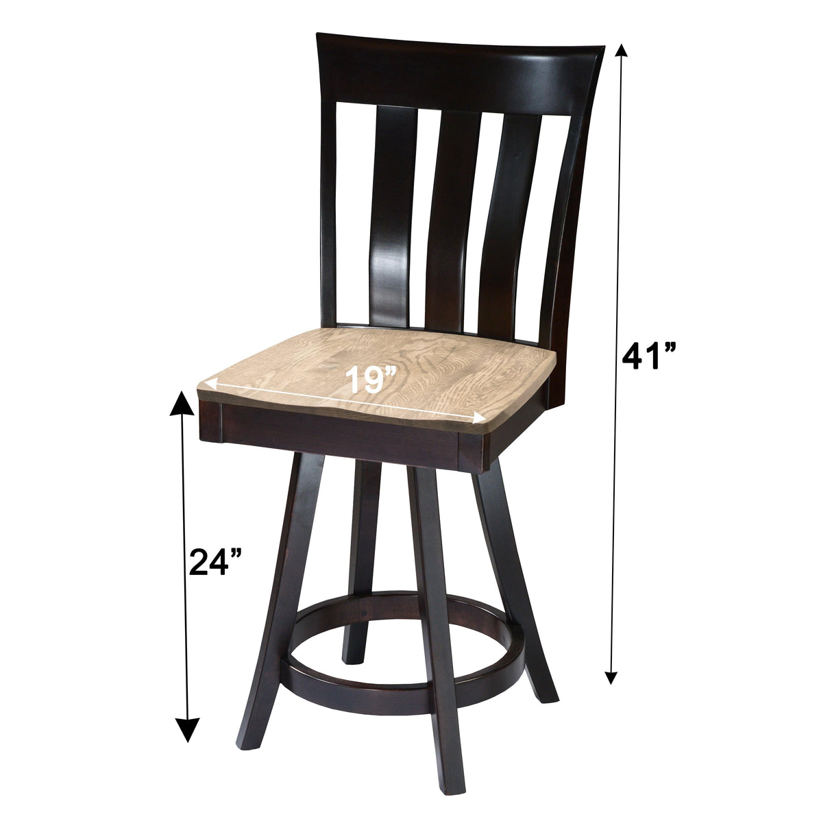 Curlew 24" Black & Wood Swivel Bar Stool | M-EB&RWO-GRB