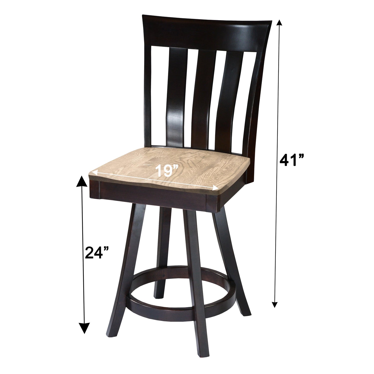 Curlew 24" Black & Wood Swivel Bar Stool | M-EB&RWO-GRB