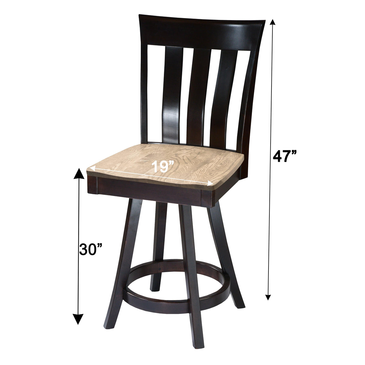 Curlew 24" Black & Wood Swivel Bar Stool | M-EB&RWO-GRB