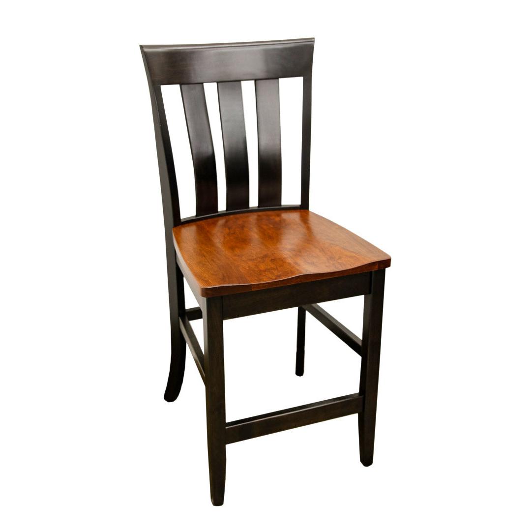 Curlew 24" Black & Wood Stationary Bar Stool | M-EB&C-MC