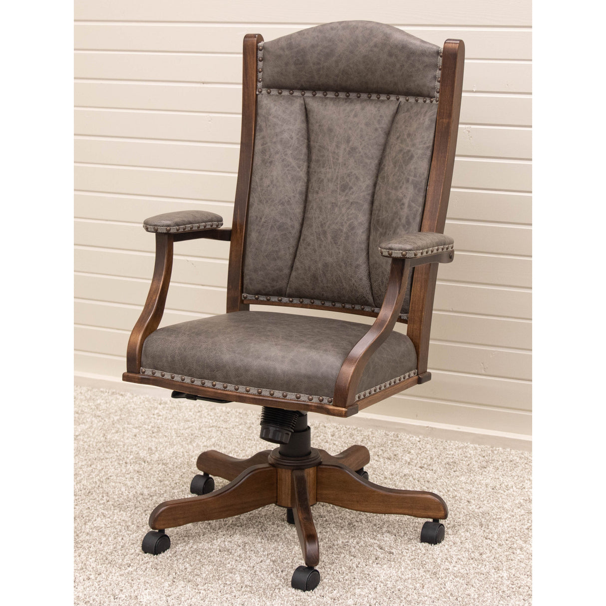 DC55 Grey Leather Office Chair | M-ASB