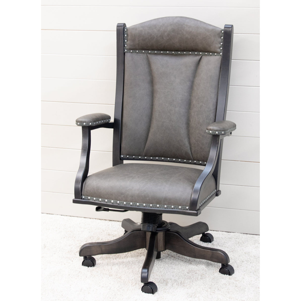 DC55 Grey Leather Office Chair | M-DK