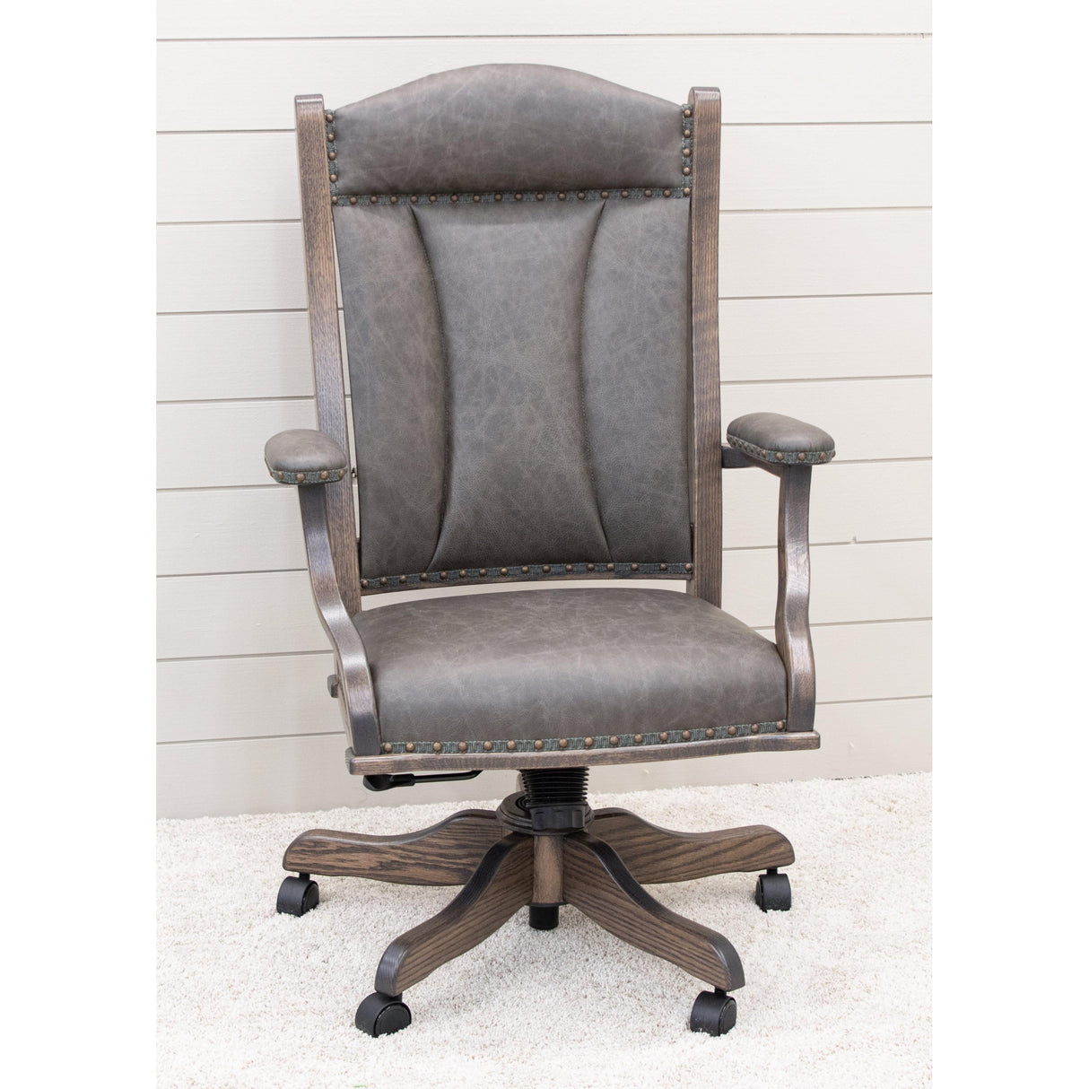 DC55 Grey Leather Office Chair | O-SB