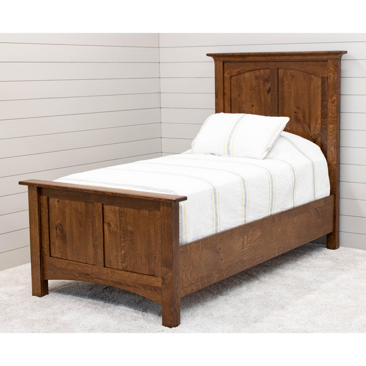 Mission Twin Quarter Sawn White Oak Wood Storage Platform Bed | ASB
