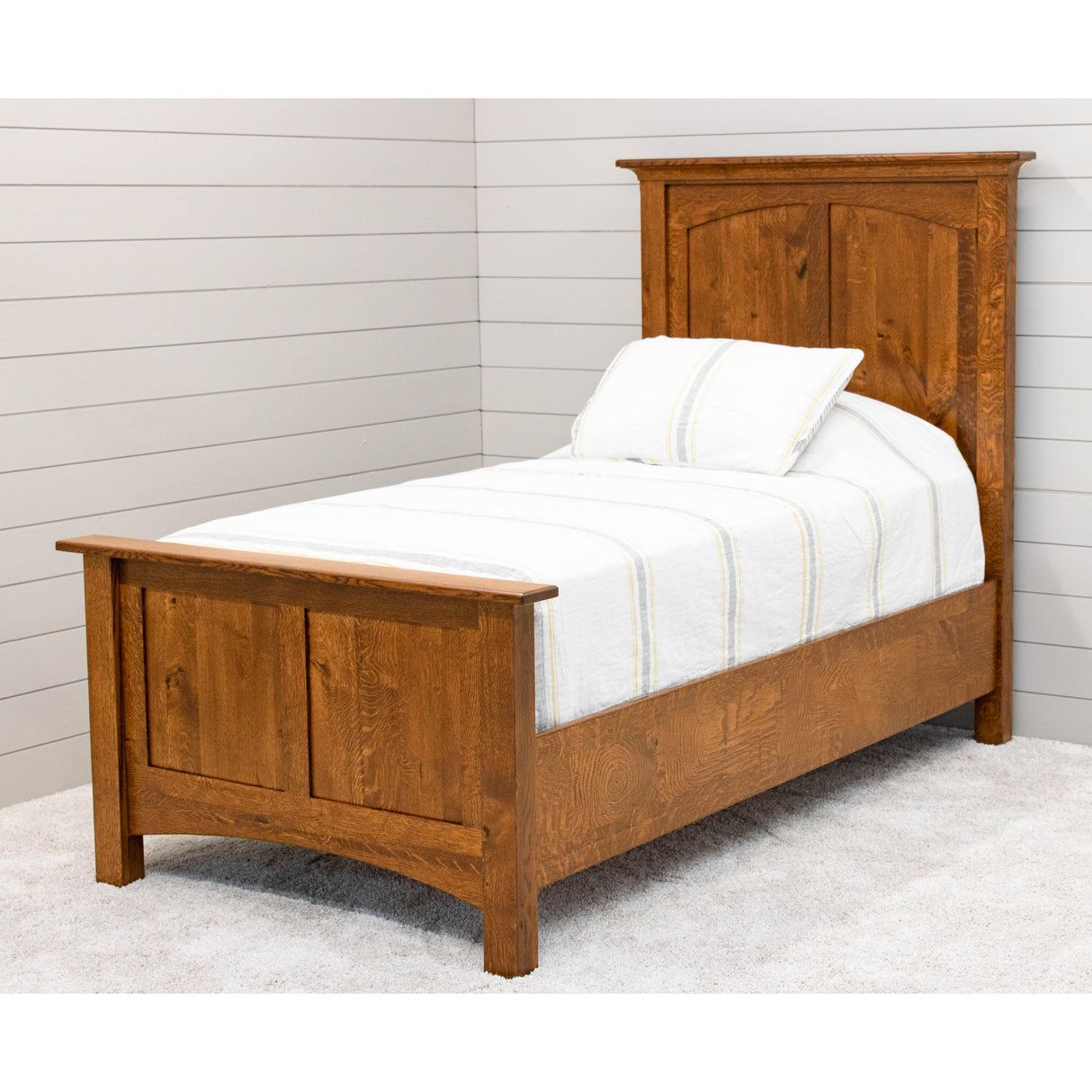 Mission Twin Quarter Sawn White Oak Wood Storage Platform Bed | MC