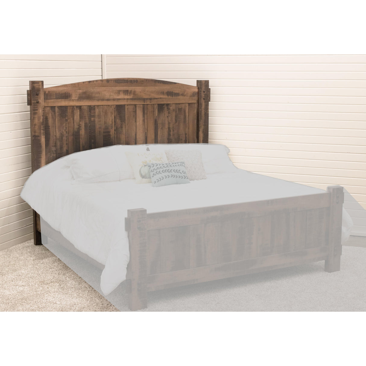 Roughsawn Full Maple Wood Storage Platform Bed with Arched Headboard | CO