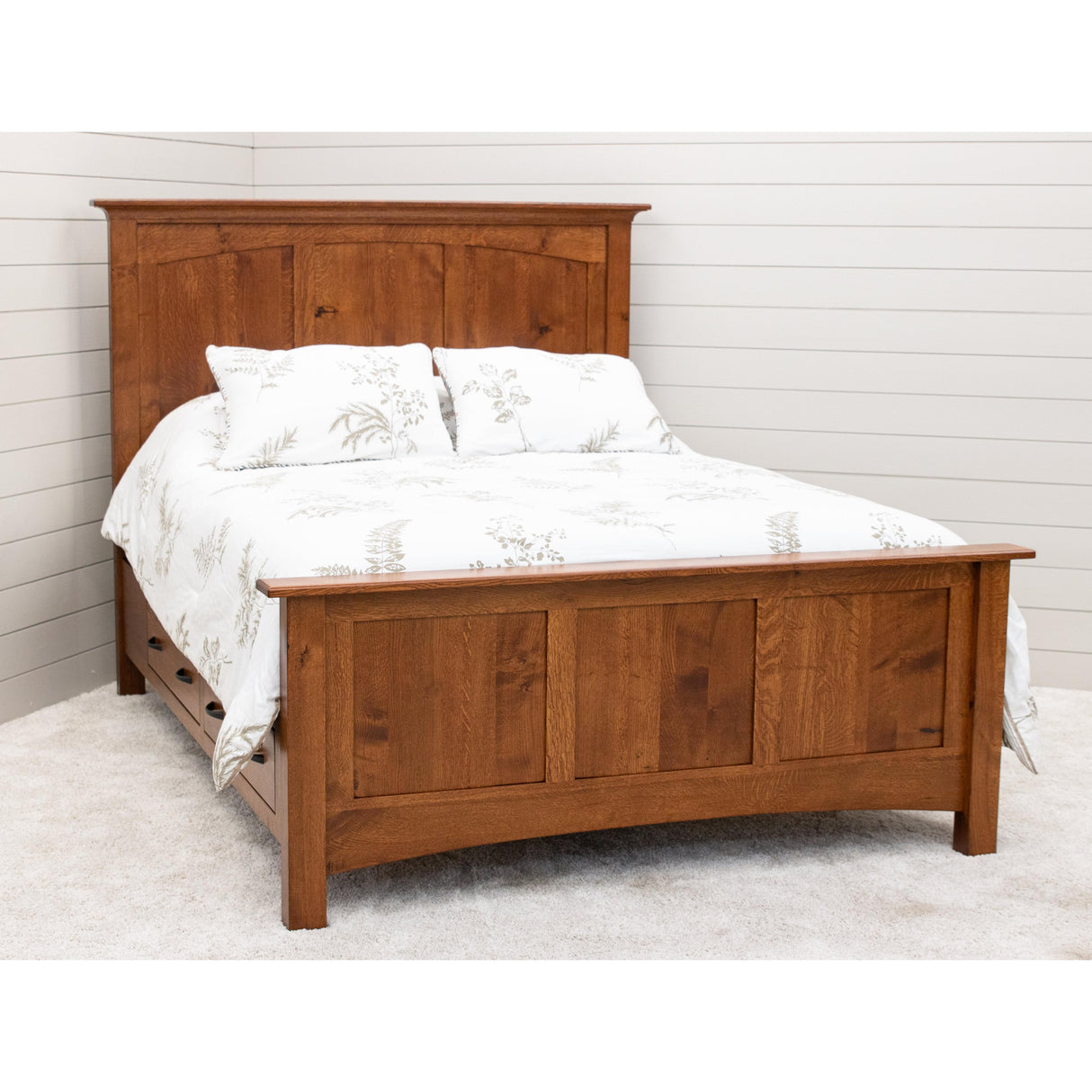 Mission Queen Quarter Sawn White Oak Wood Storage Platform Bed | MC