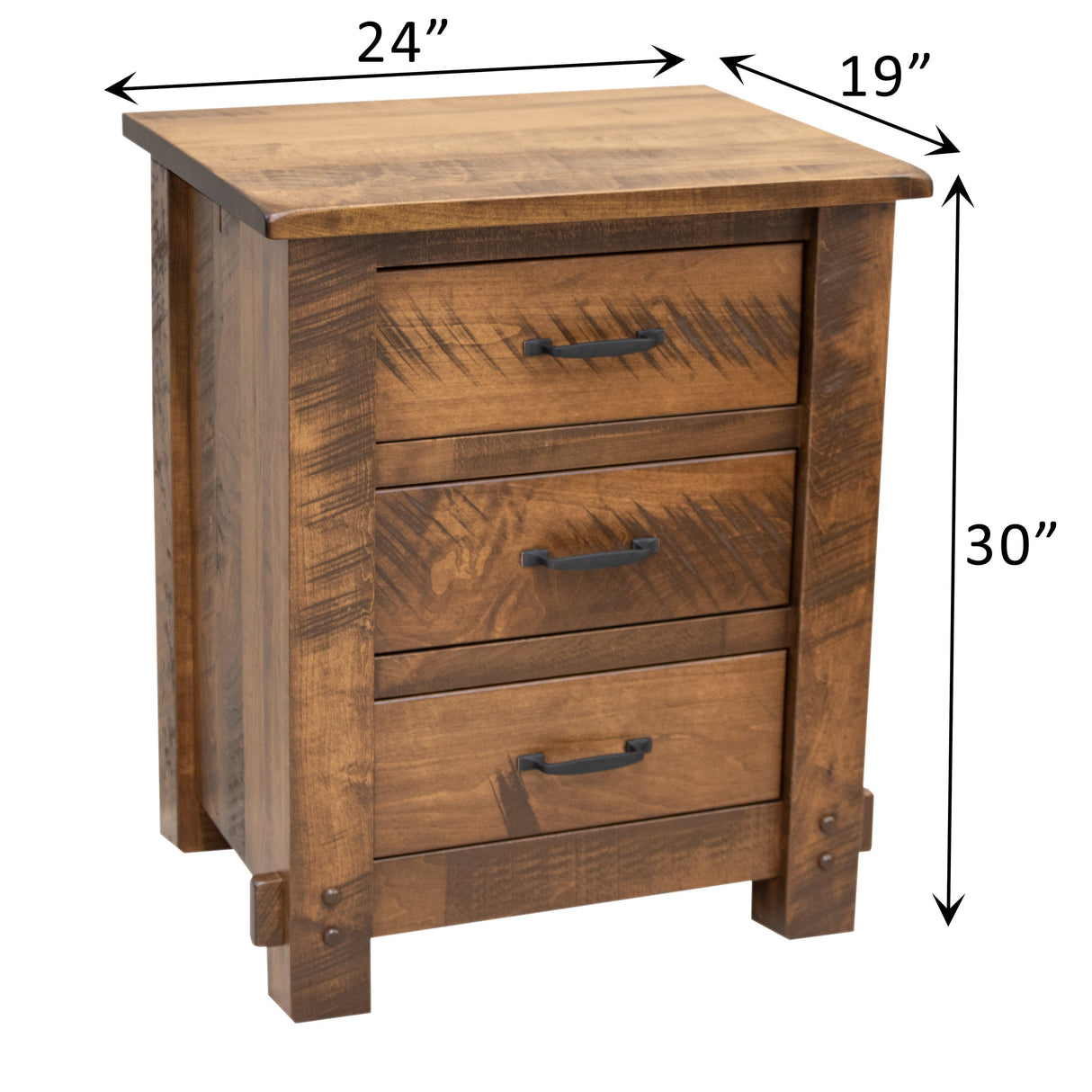 Roughsawn 3-Drawer Nightstand