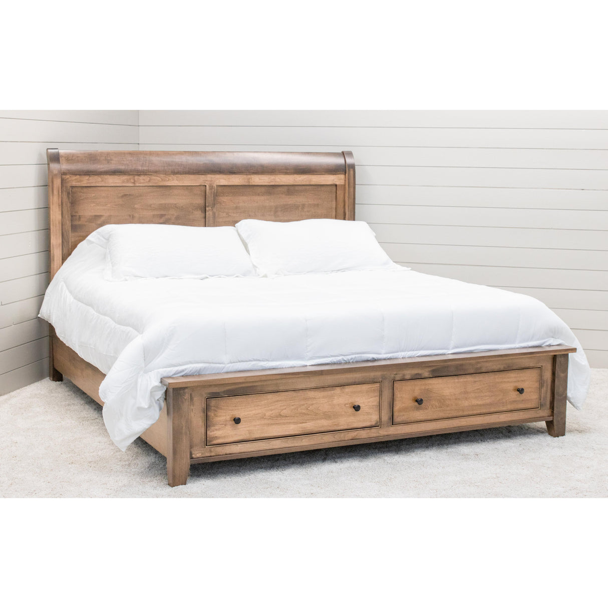 Denali Avondale Sleigh Full Maple Wood Storage Platform Bed | WB