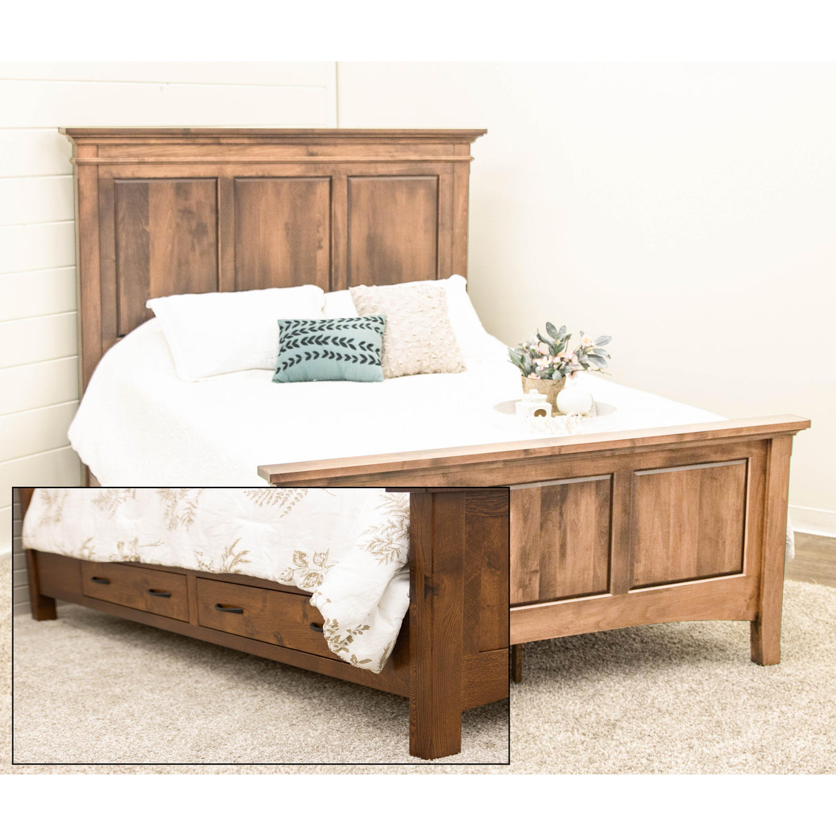 Denali Queen Maple Wood Storage Platform Panel Bed | WB