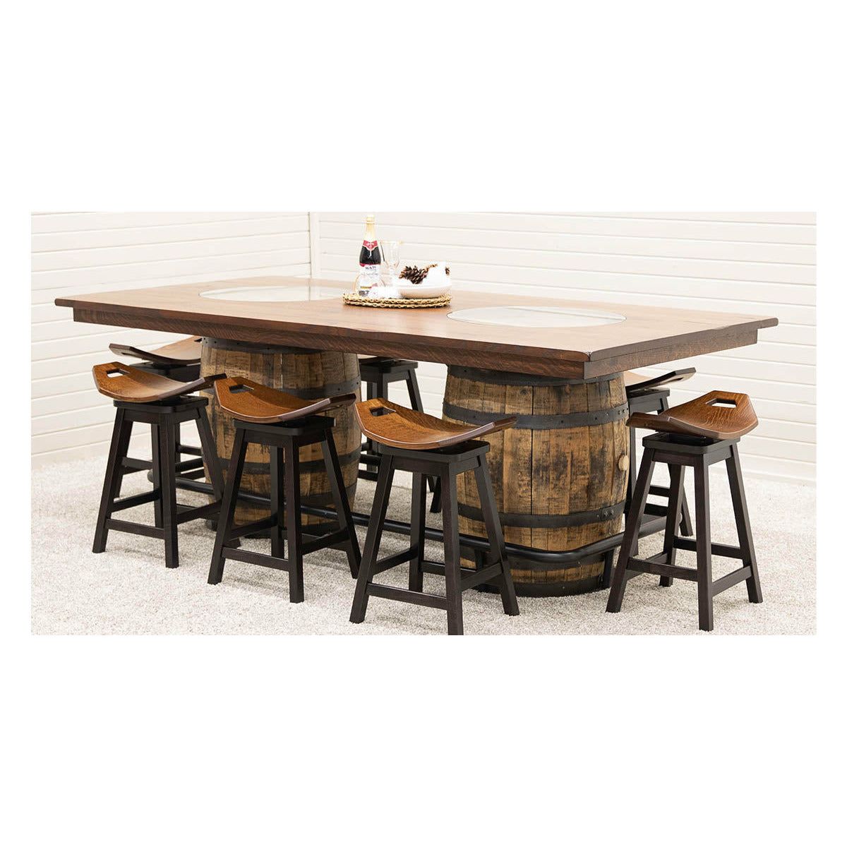 Whiskey Quarter Sawn White Oak Wood Double Barrel Pub Table | GB