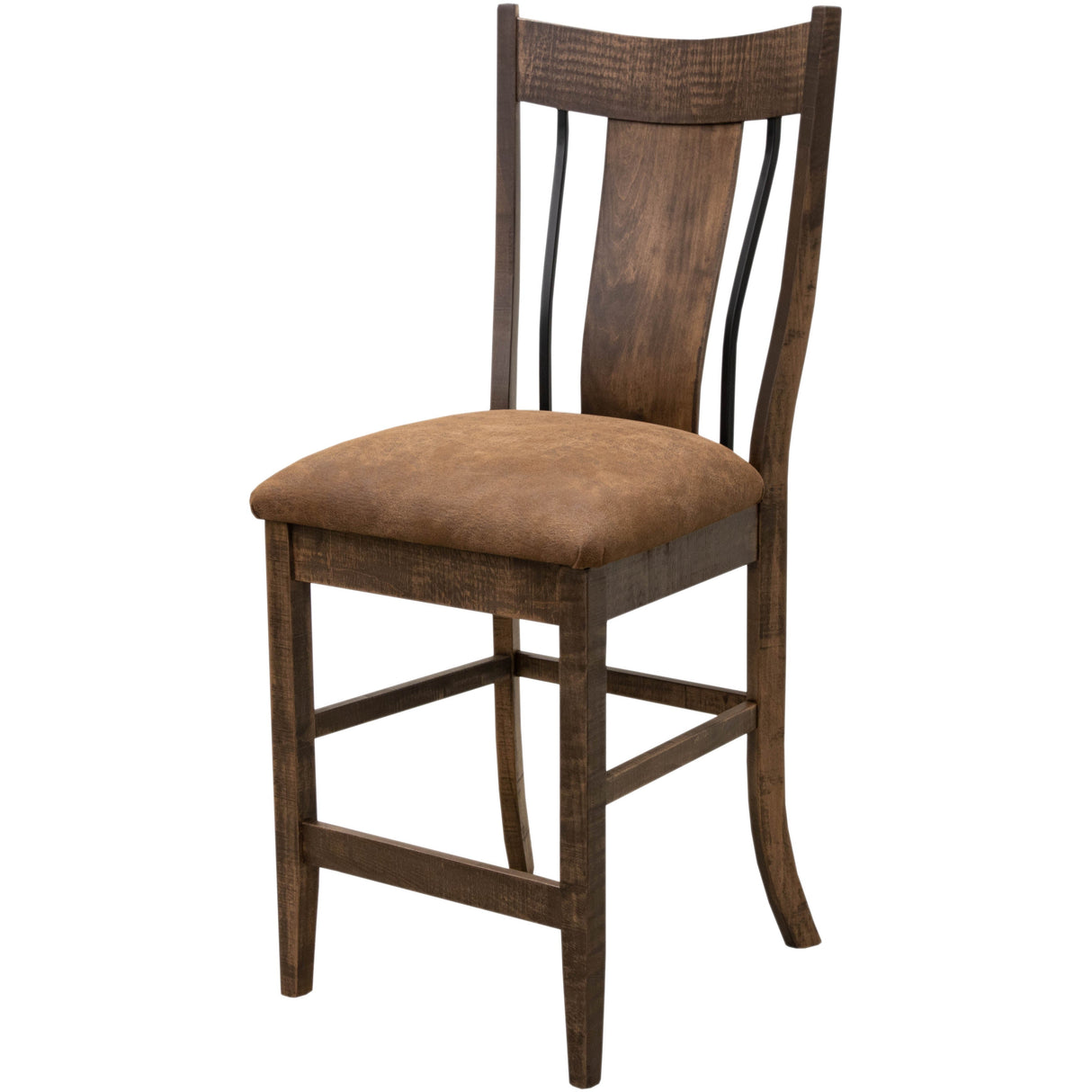 Eagle 24" Maple Wood Stationary Bar Stool with Faux Leather Seat | CO