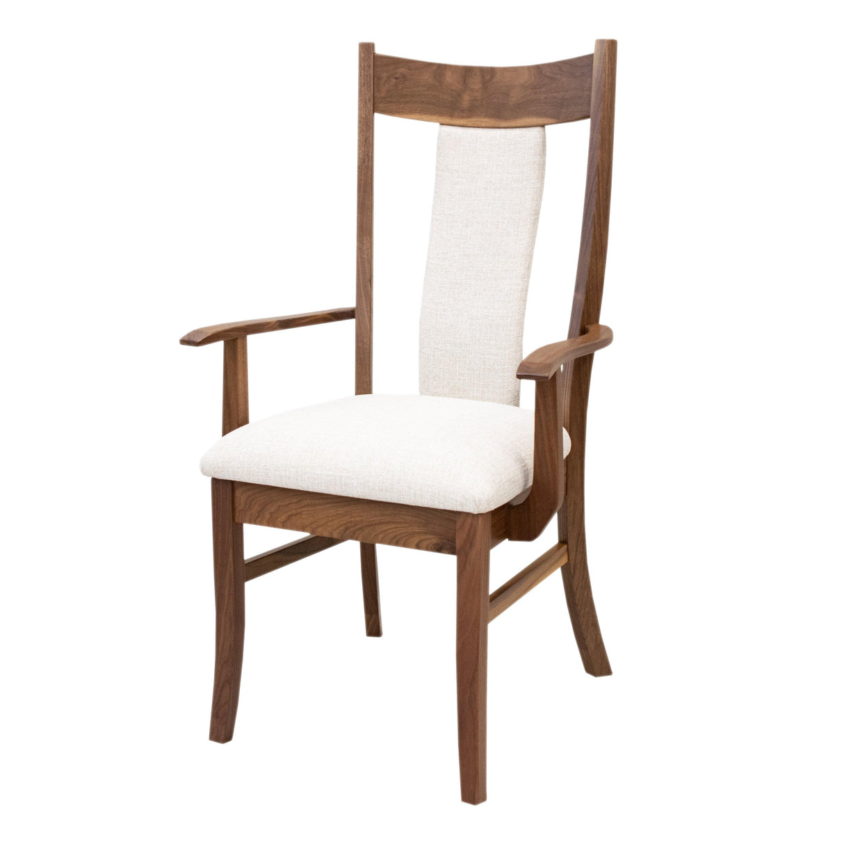 Eagle Walnut Wood Arm Dining Chair with Fabric Back & Seat | NAT