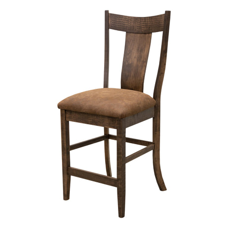 Eagle 24" Maple Wood Stationary Bar Stool with Faux Leather Seat | CO