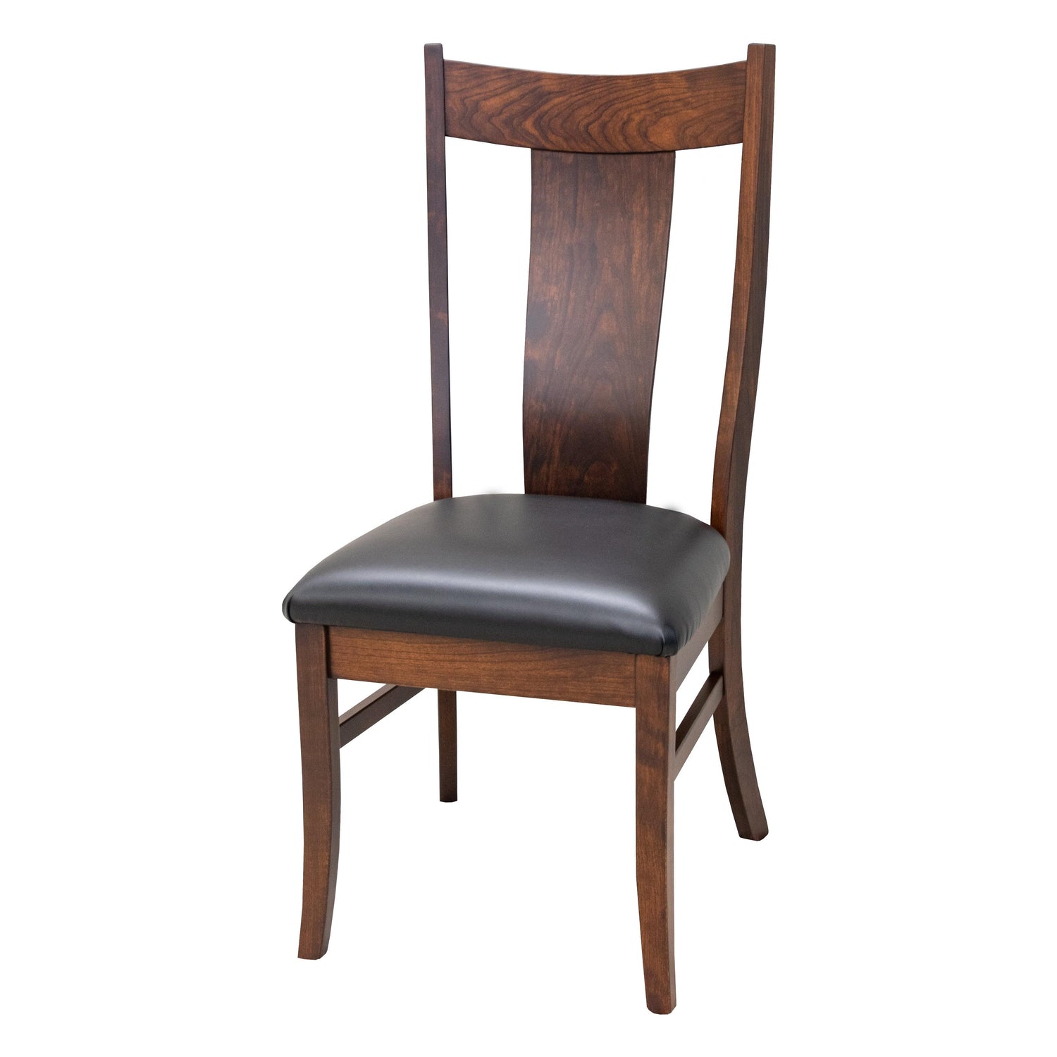 Eagle Cherry Wood Side Dining Chair with Black Faux Leather Seat | GB