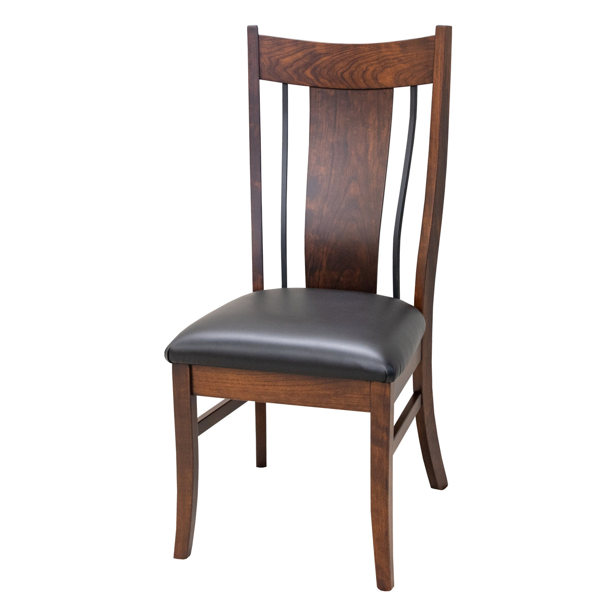 Eagle Cherry Wood Side Dining Chair with Black Faux Leather Seat | GB