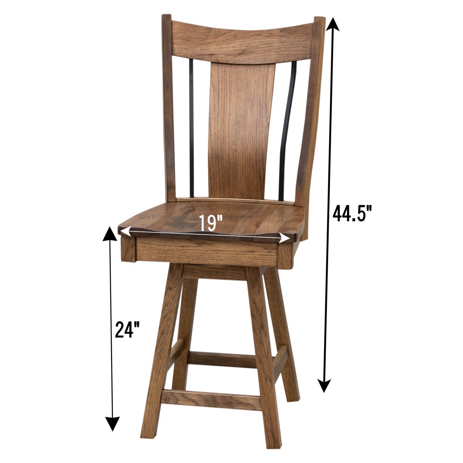Eagle 24" Hickory Wood Swivel Bar Stool | WB