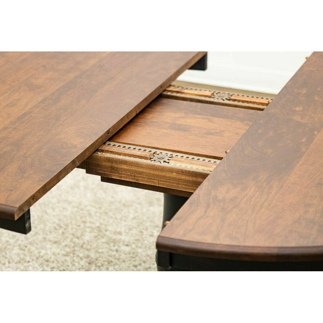 Ellington Round Black & Wood Extending Dining Table | M-EB&C-GB