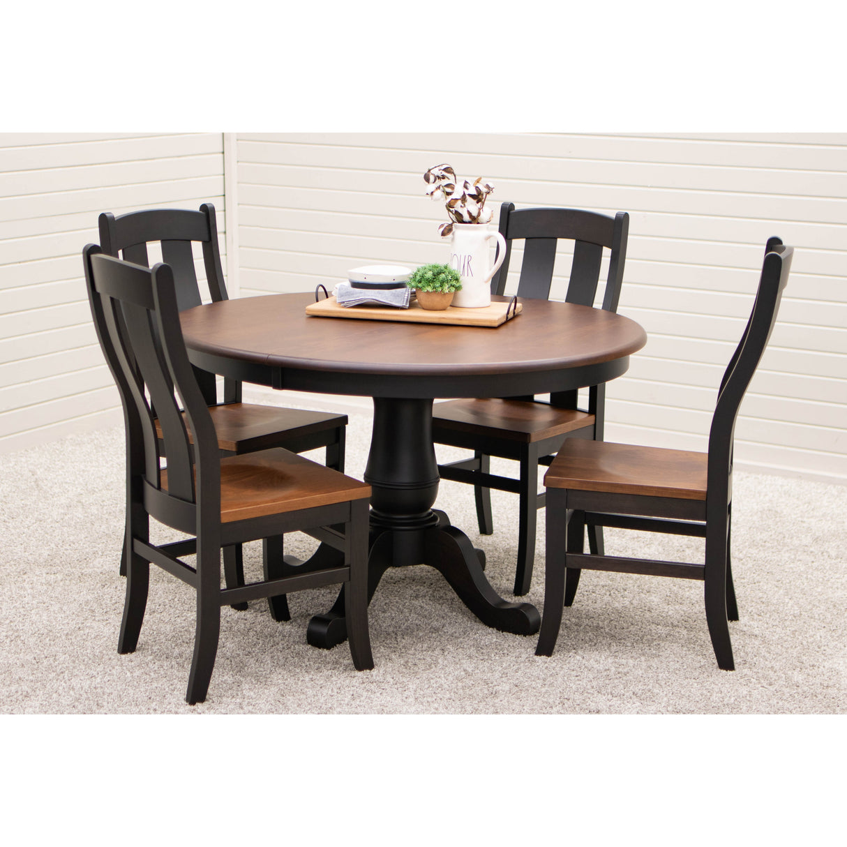 Ellington Round Black & Cherry Wood Extending Dining Table | M-EB&C-GB